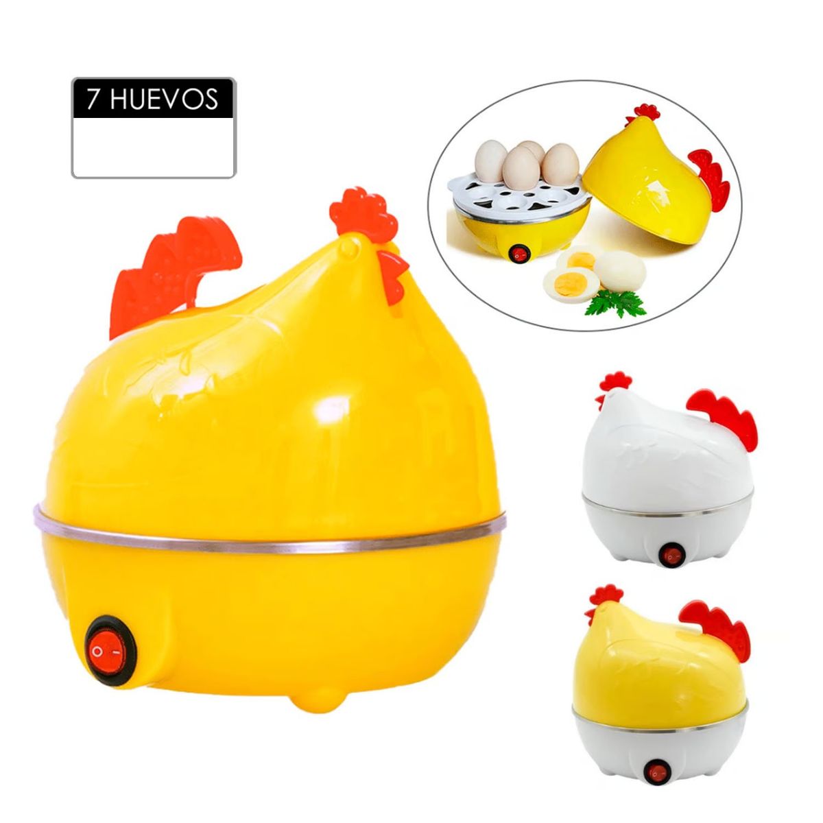 GENERICO - Hervidor Eléctrico Gallina Para 7 Huevos Amarillo