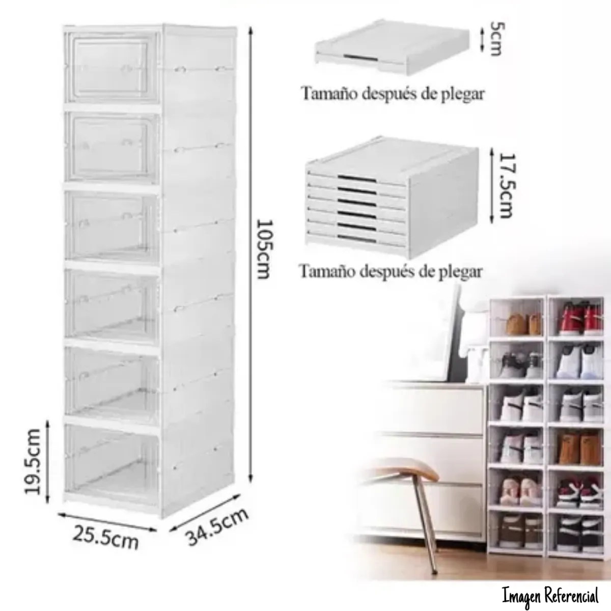 GENERICO - Organizador Acrílico Plegable de Zapatos - 12 Cajones