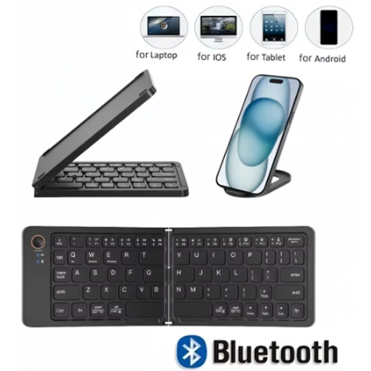 GENERICO - Mini Teclado Inalambrico Bluetooth plegable delgado ios win android