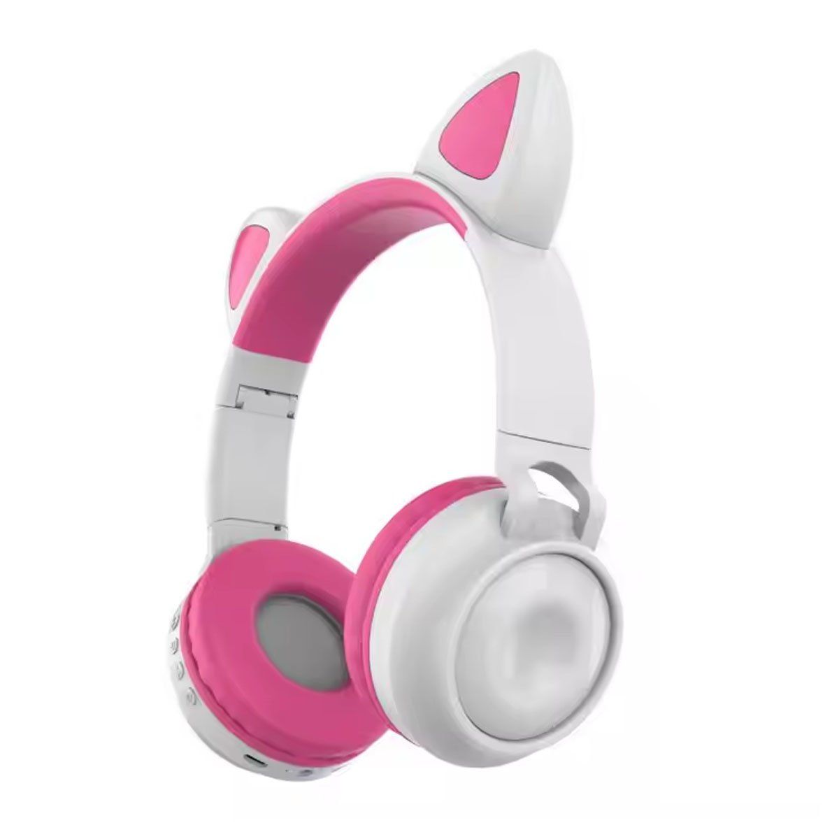 SEISA - Auriculares Bluetooth y Aux 35mm Con Orejas de Gatito Rosado