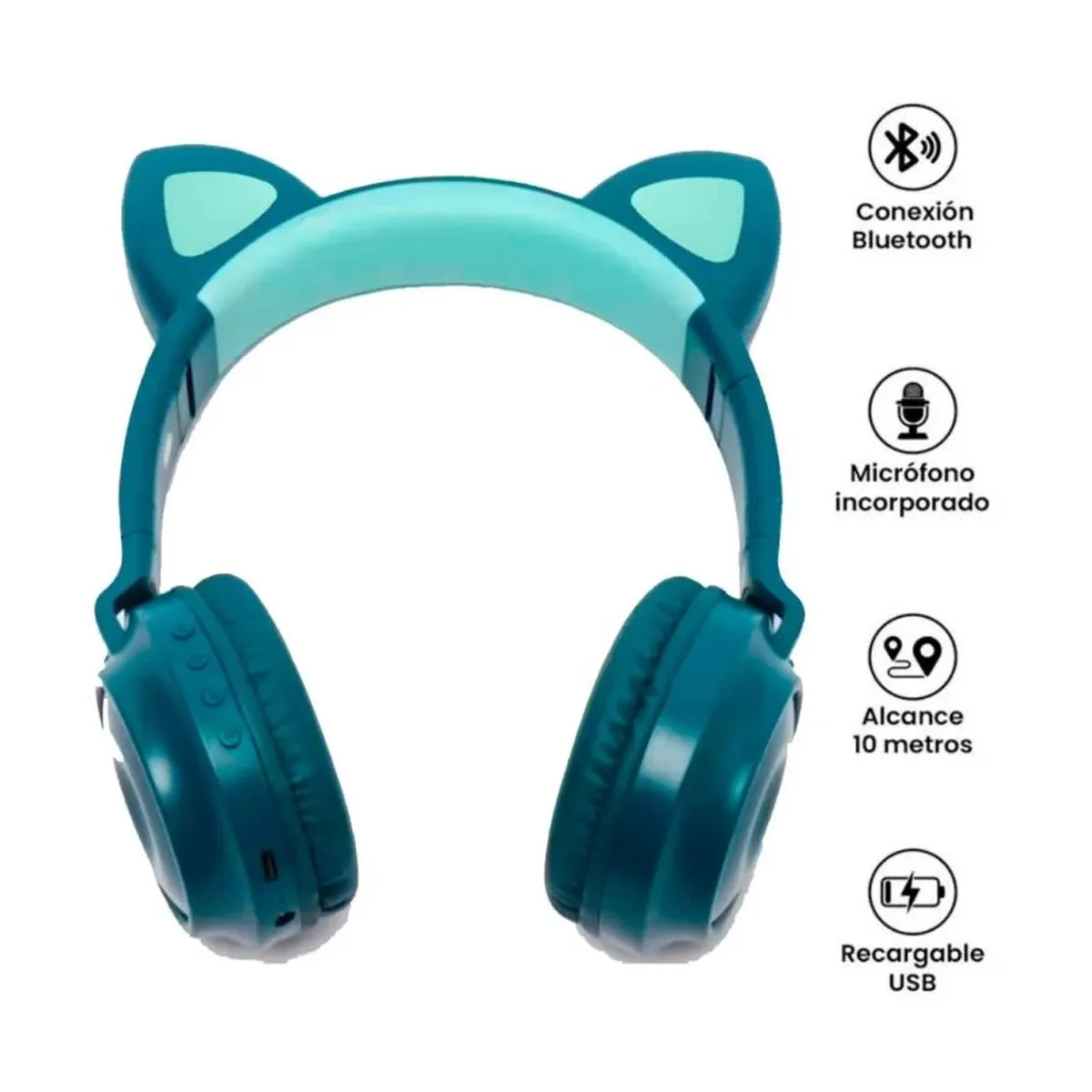 SEISA - Auriculares Inalámbricos Con Bluetooth Con Orejas de Gatito Verde
