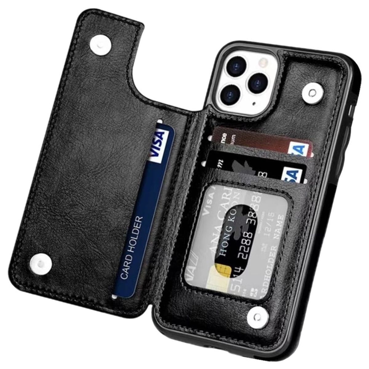 GENERICO - Funda Billetera para IPhone 13 Tarjetero Cuero PU