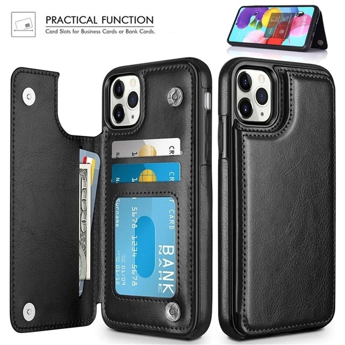 OEM - Funda Billetera para IPhone 15 Pro Tarjetero Cuero PU