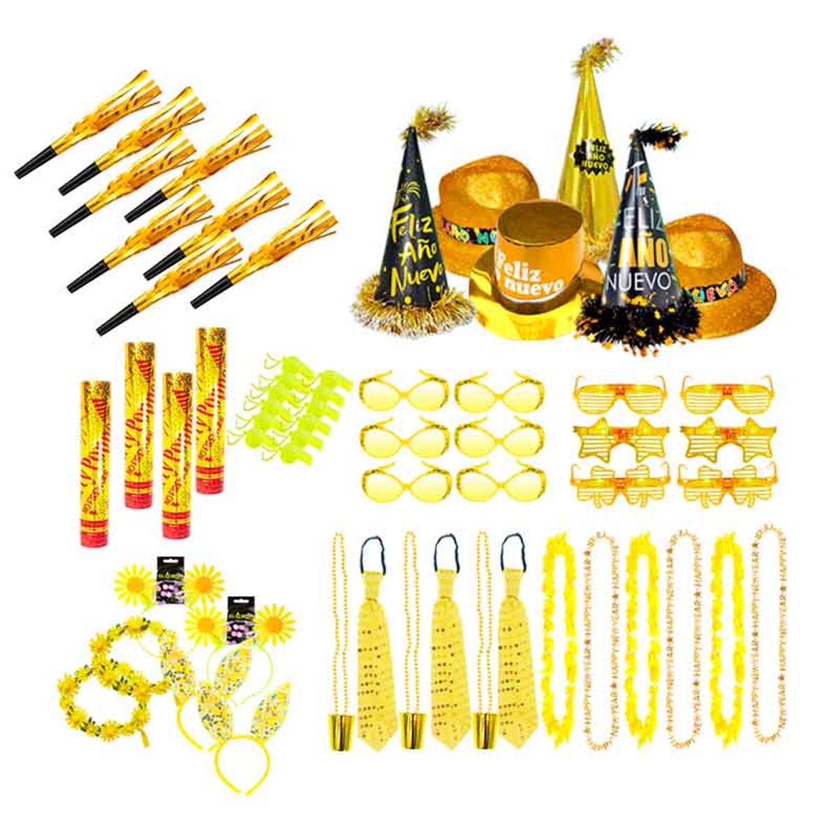 GENERICO - Cotillón para 12 Adultos Año Nuevo, 60 pzas (Mod-L)