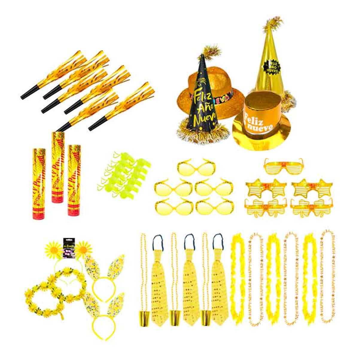 GENERICO - Cotillón para 12 Adultos Año Nuevo, 52 pzas (Mod-M)