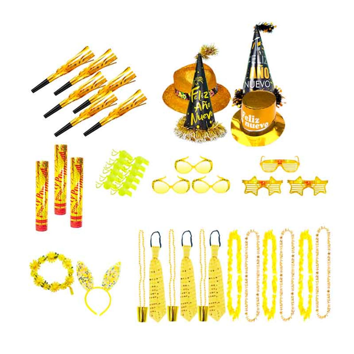 GENERICO - Cotillón para 12 Adultos Año Nuevo, 45 pzas (Mod-O)