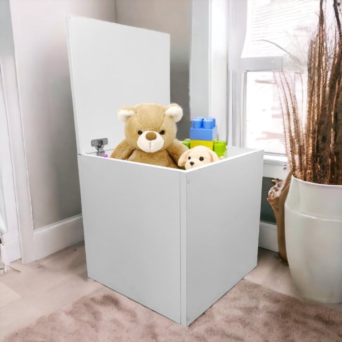 GENERICO - Banco Mesa Baúl de almacenamiento multifuncional Cuby Melamina Blanco