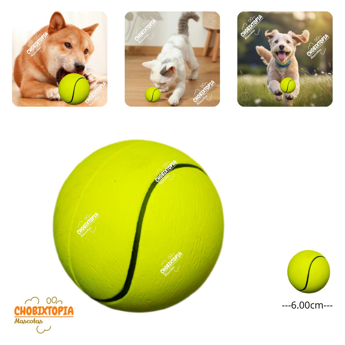 GENERICO - PELOTA DE GOMA MASCOTA - PERRO Y GATO VERDE-TENIS