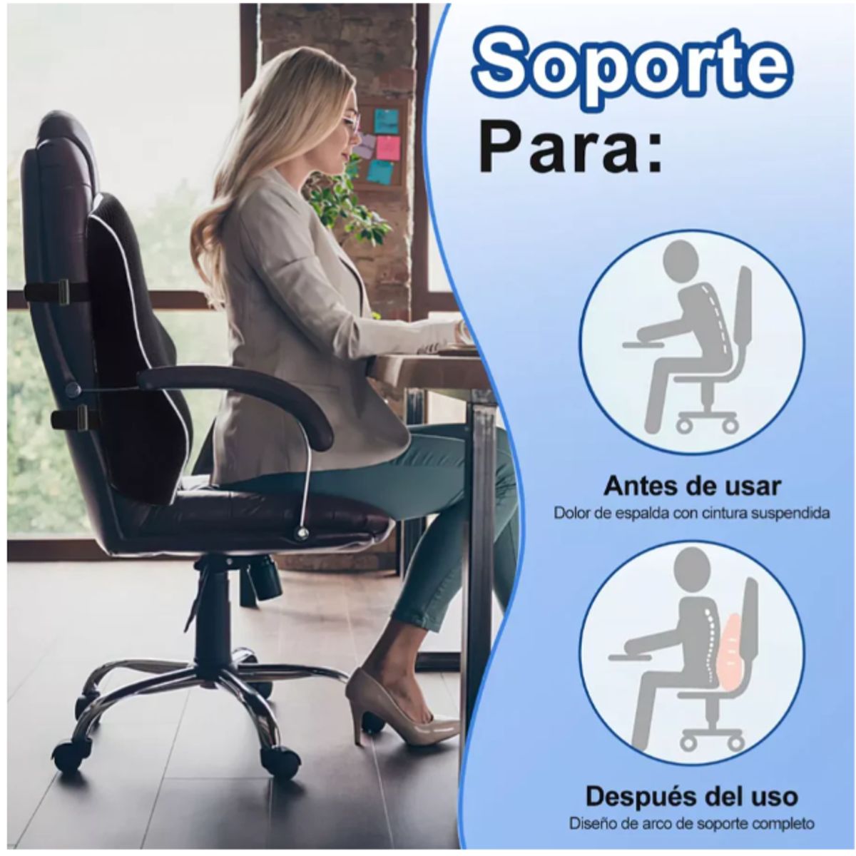 GENERICO - Cojín Lumbar Ortopédico  con Gel y Funda Lavable