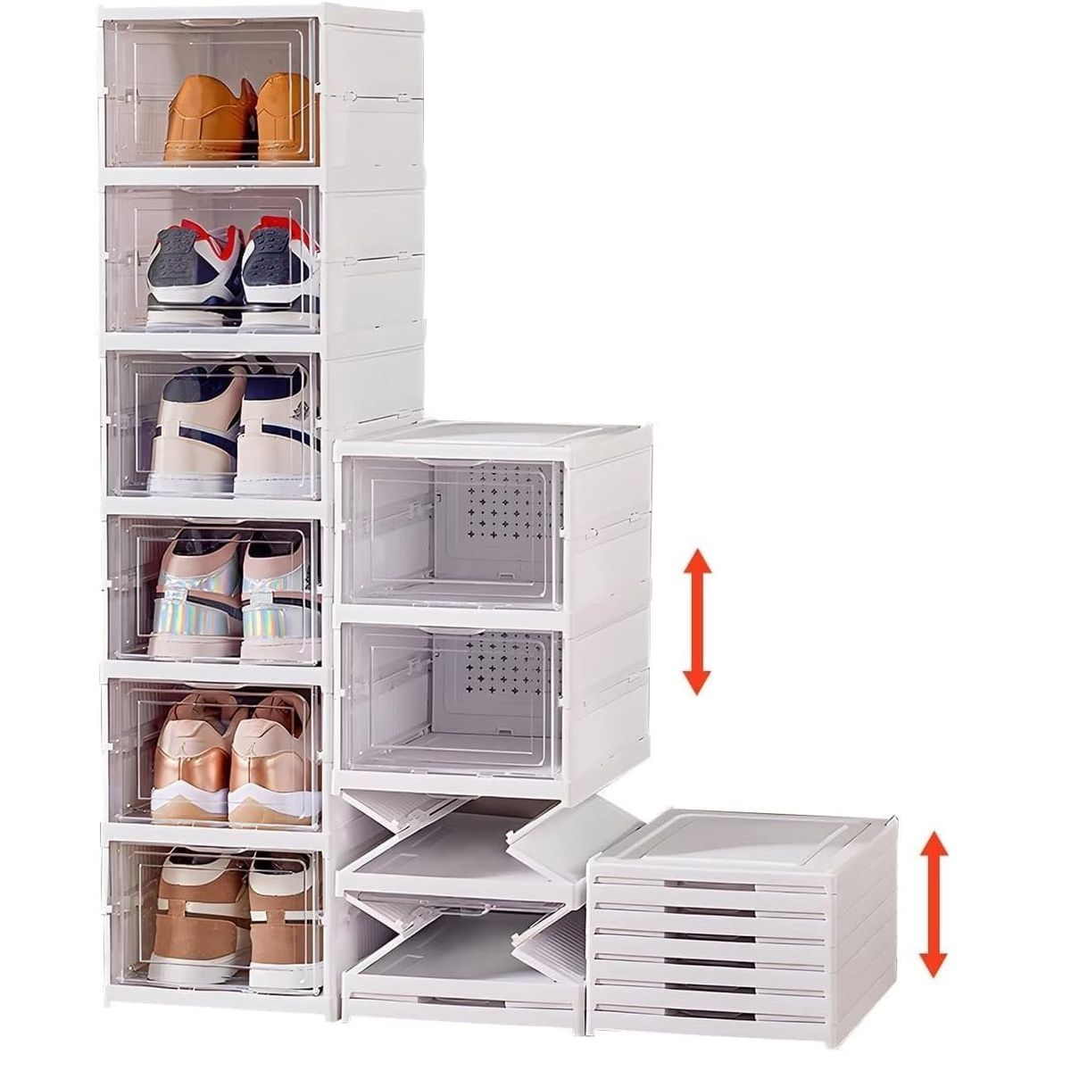 GENERICO - Zapatera Plegable de 6 Niveles con Tapa en Color Blanco