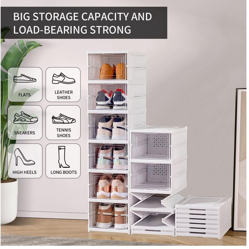 GENERICO - Zapatera Plegable de 6 Niveles con Tapa en Color Blanco