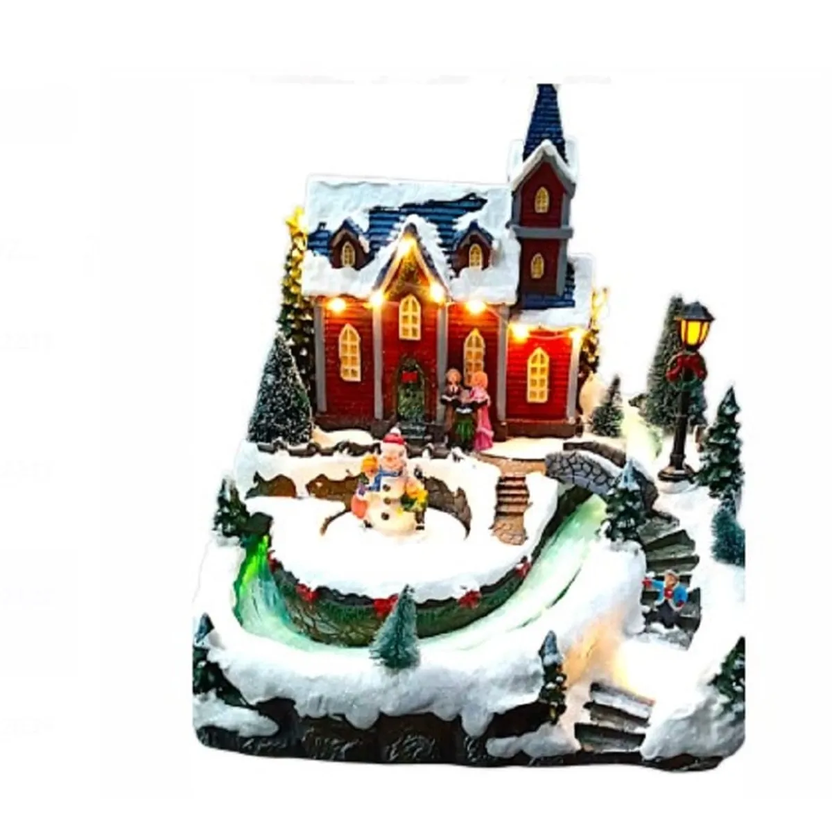 GENERICO - Villa Navideña MUSICAL Y CON CONECTOR USB Y PILAS