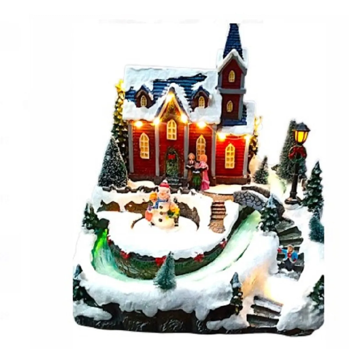 GENERICO - Villa Navideña MUSICAL Y CON CONECTOR USB Y PILAS