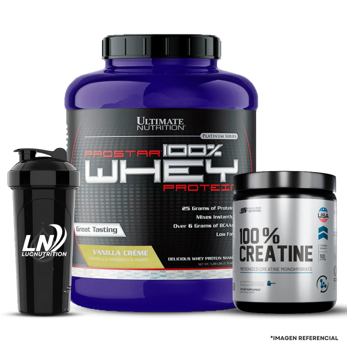 ULTIMATE NUTRITION - Prostar Whey 5LB Vainilla + Creatina UN 250g con shaker