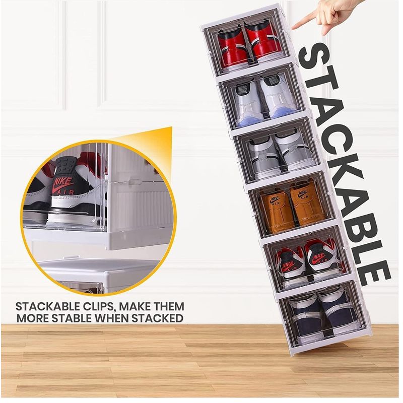 GENERICO - Zapatera Plegable de 6 Niveles con Tapa en Color Blanco