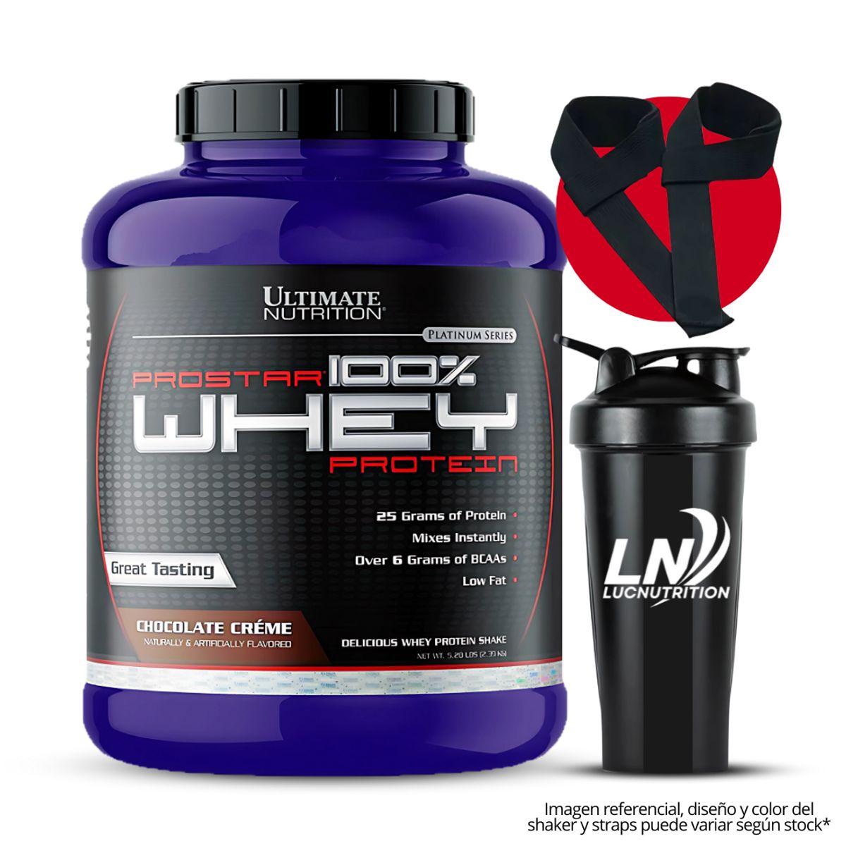 ULTIMATE NUTRITION - Prostar 100% Whey 5 Lb - Chocolate Creme + shaker + straps