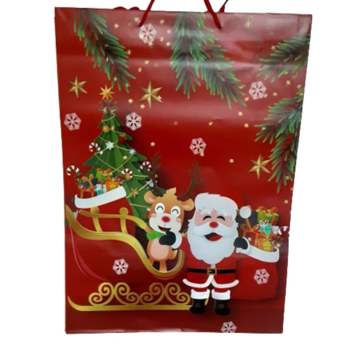 GENERICO - Bolsa De Regalo Navidad Trineo Papanoel Reno 44x32cm 1u