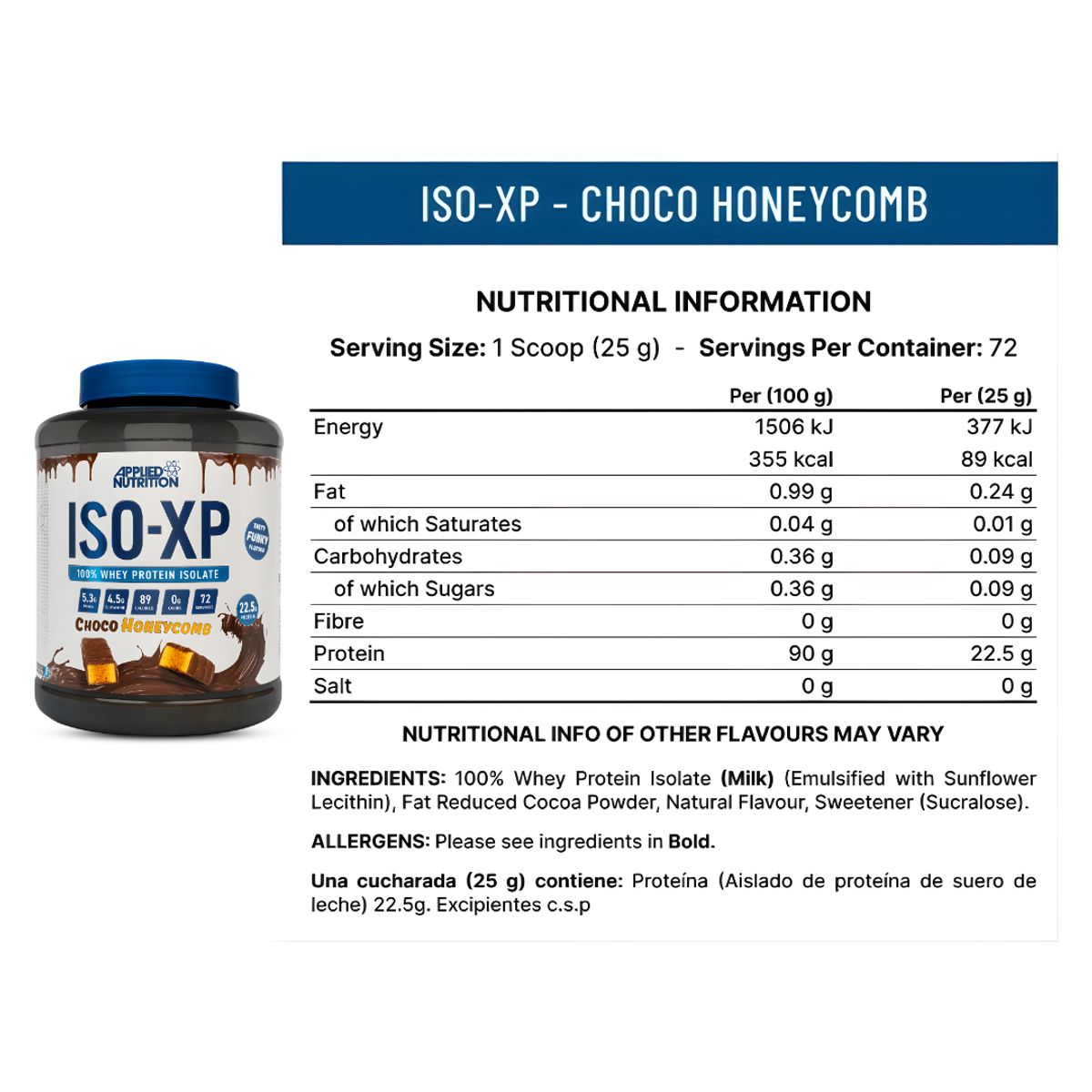 Applied Nutrition - Iso XP 1.8 KG Proteina Isolatada - Choco Honeycomb
