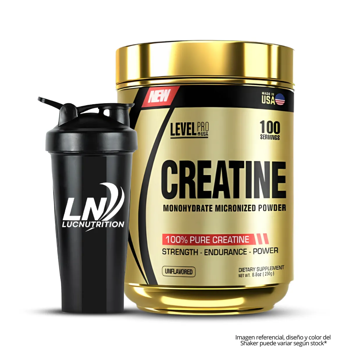 LEVEL PRO - Creatina Level Pro 250 g - Creatina Monohidratada y Micronizada + shaker