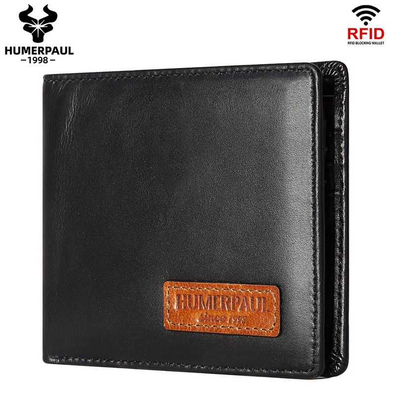 GENERICO - Billetera de Cuero Vacuno Diseño Clásico BP995 con RFID Hombre