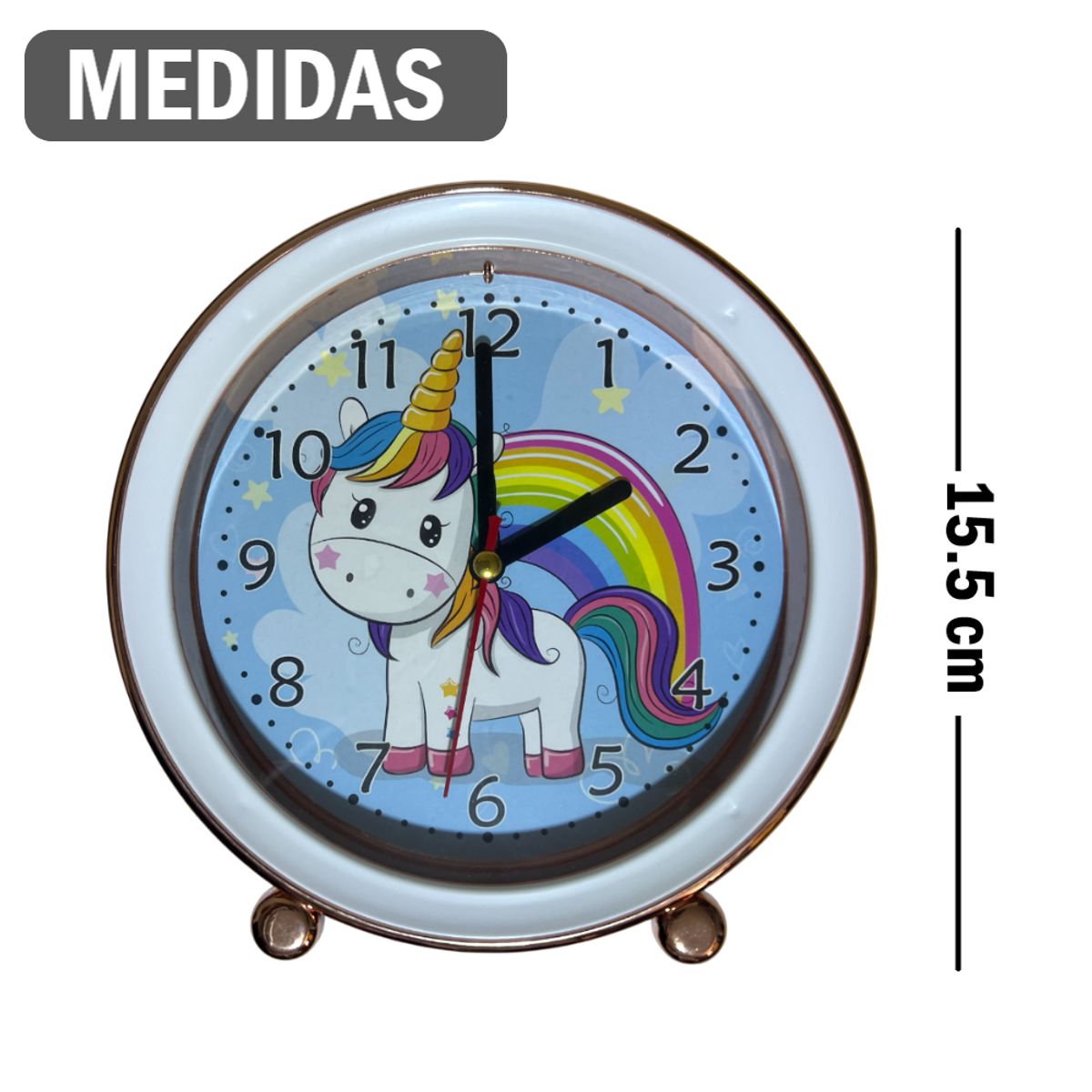 GENERICO - Reloj con alarma de 15cm diseño Unicornio - Blanco