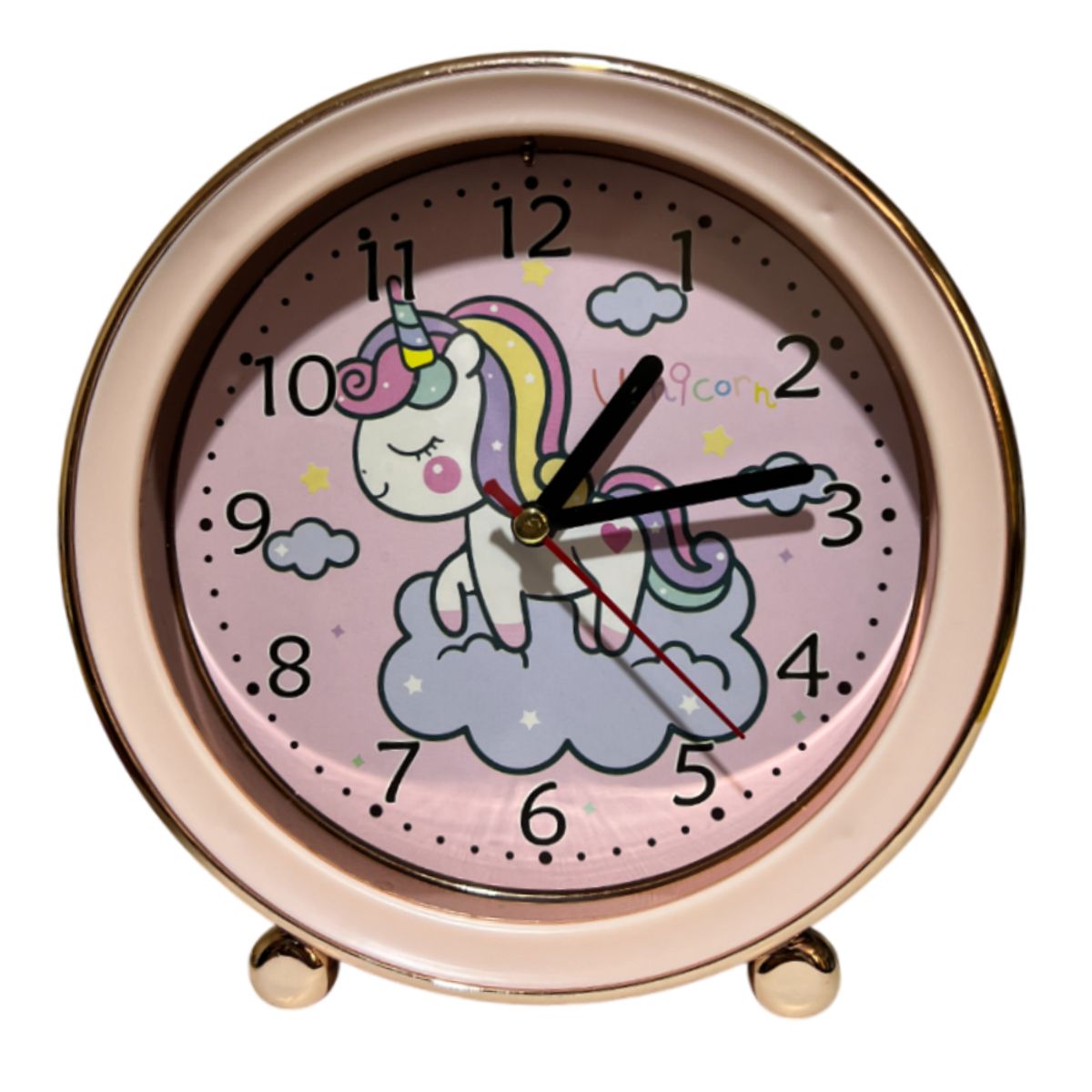 GENERICO - Reloj con alarma de 15cm diseño Unicornio - Rosado