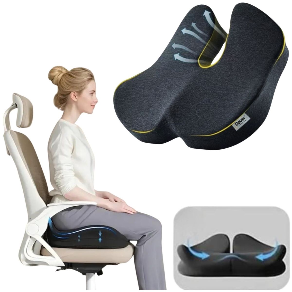 DAUER - Cojin Asiento Dauer 3D Espacial Ergonómico Curva Envolvente
