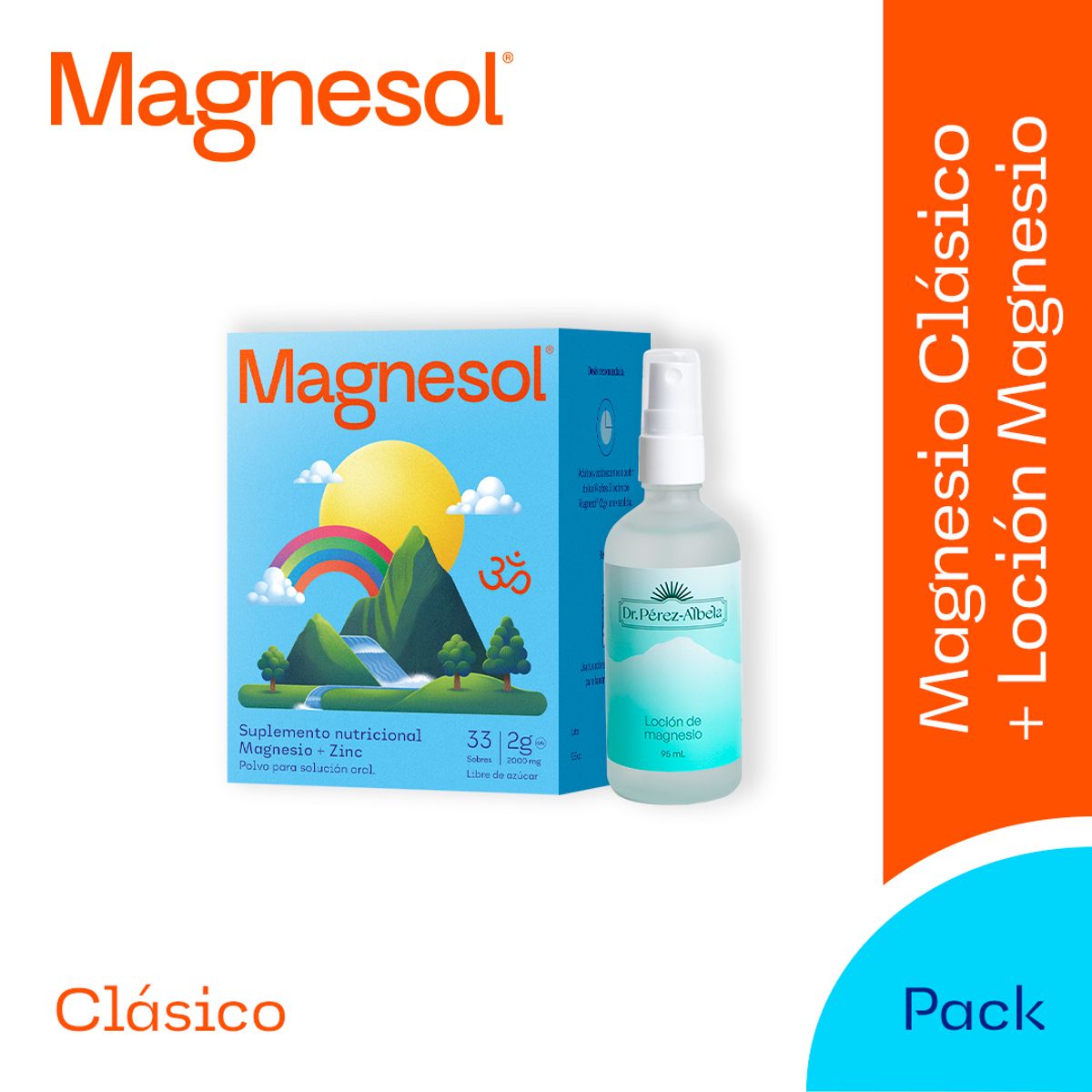 MAGNESOL - Magnesol Clásico Caja 33 sobres + Loción de Magnesio