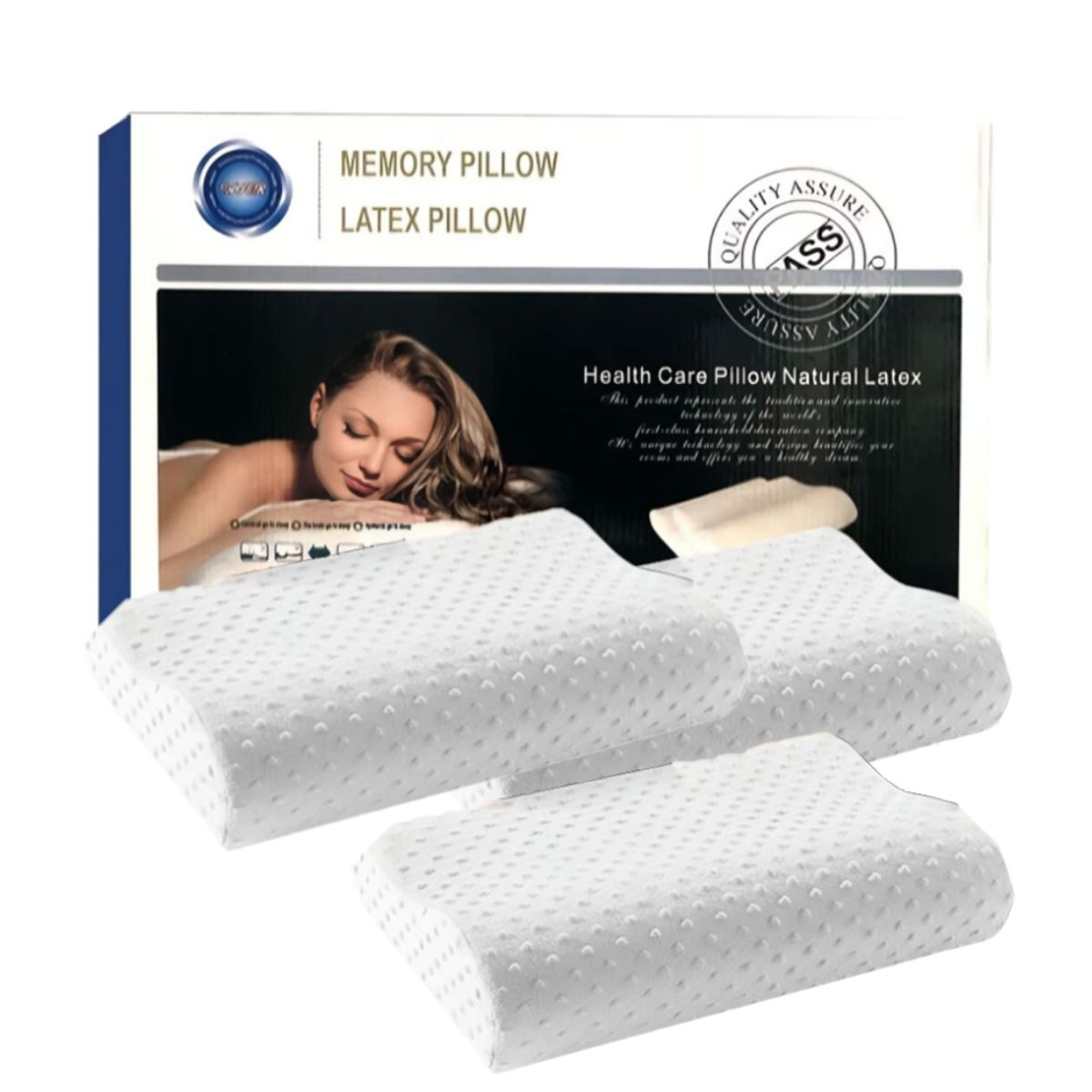 GENERICO - Pack  x3 Almohadas de latex con memory foam