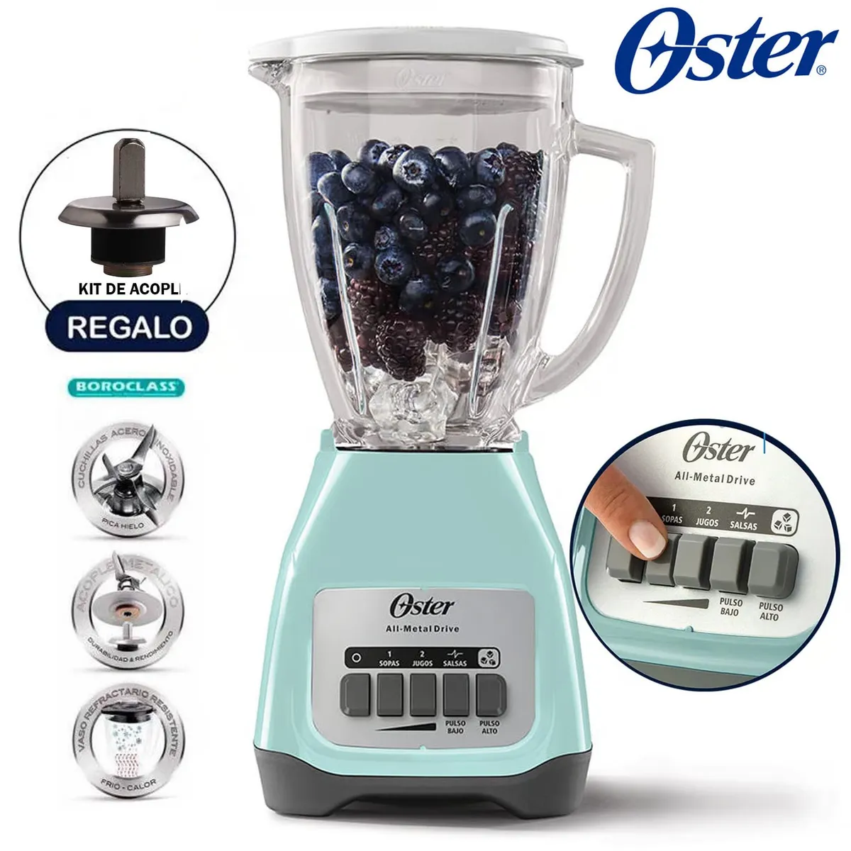 OSTER - Licuadora Oster BLSTKAG-VPB 2V +Pulso 1,25 lt +Kit de Acople