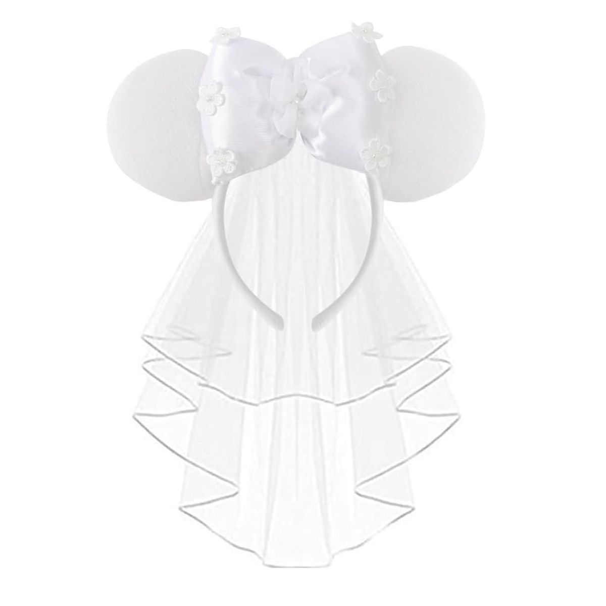 GENERICO - Vincha orejas con velo para novia despedida de soltera Bride