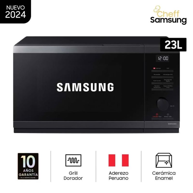 SAMSUNG - Microondas Samsung 23 Litros con dorador Acero Inoxidable MG23DG4524AG
