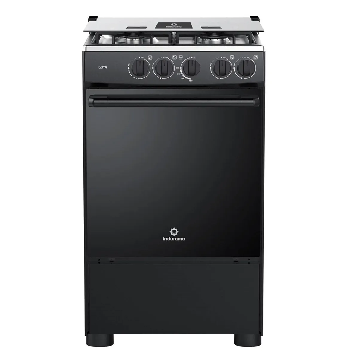 INDURAMA - Cocina Indurama Goya Negra de 4 Quemadores, Horno de 55L