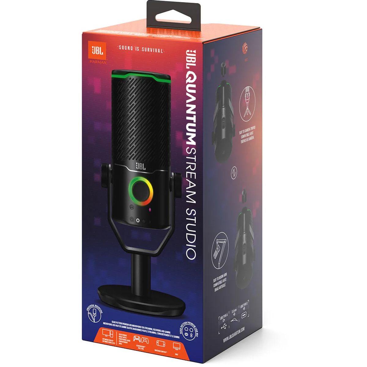 JBL - Microfono JBL Quantum Stream Studio USB Negro Para Streaming Juegos