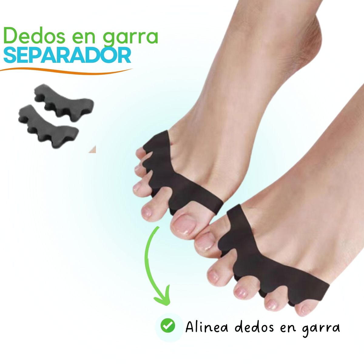 FISIO CARE TU BIENESTAR PRIMERO - Separador dedos en garra ADULTOS - Negro