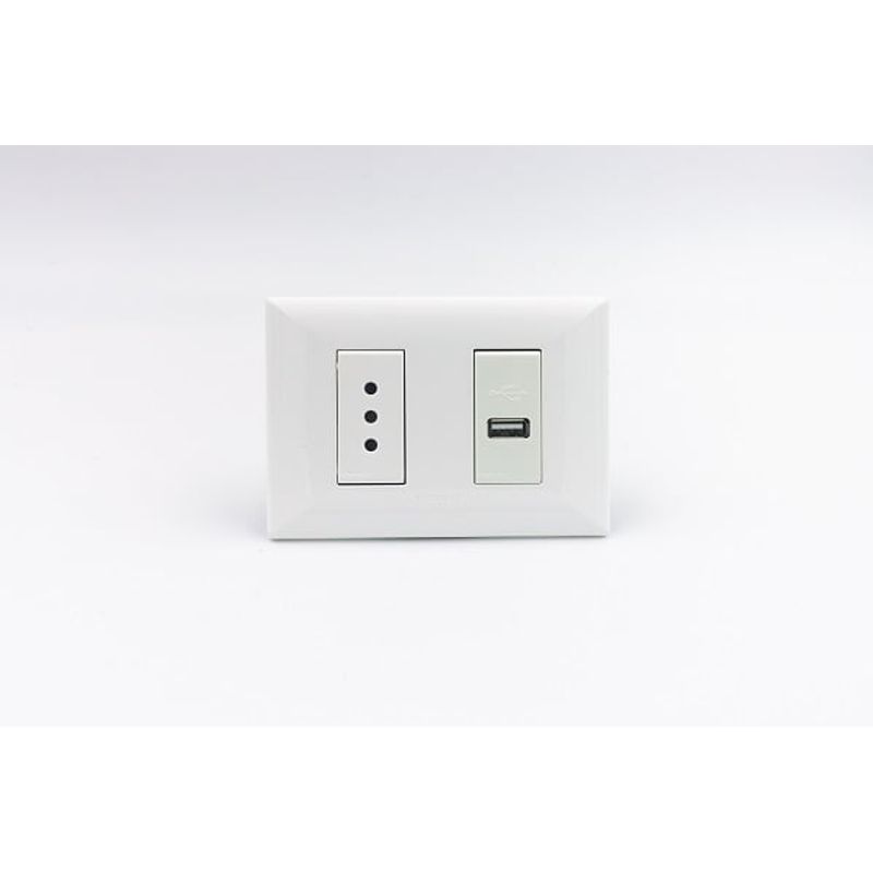 SINTHESI - TOMACORRIENTE DOBLE 01 3 EN LINEA Y 01 CARGADOR USB TIPO A S22