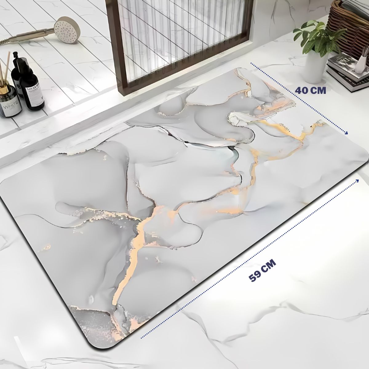 SM - ALFOMBRA ANTIDESLIZANTE PARA HOGAR 40X60 CM GRIS