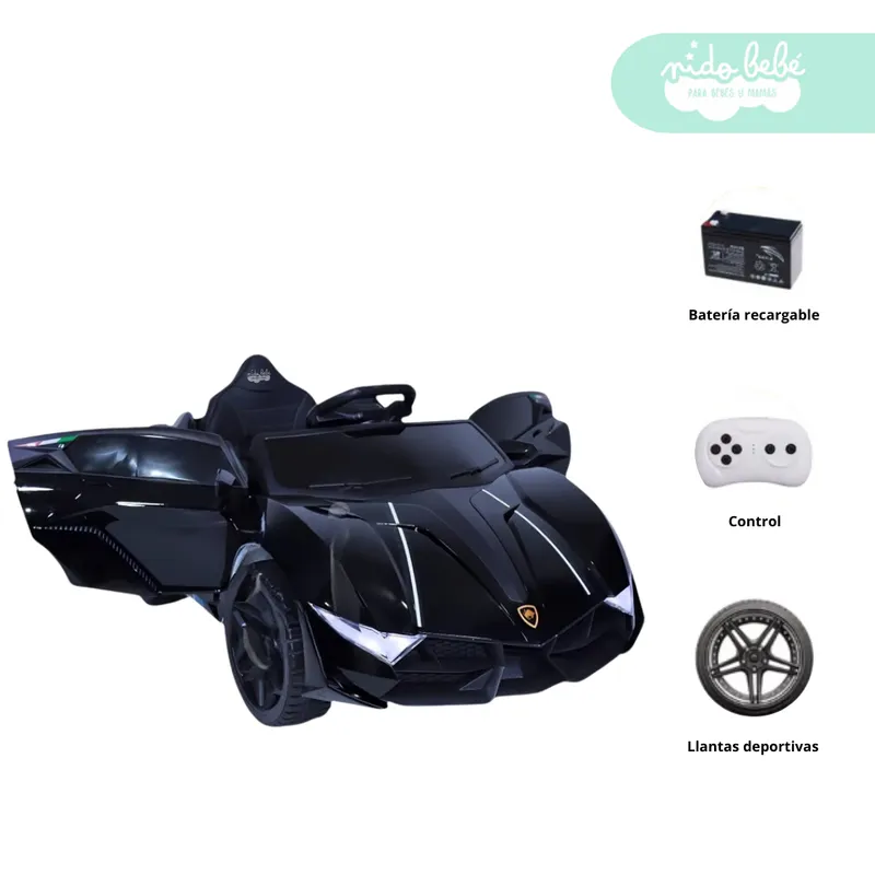 GENERICO - Carro a Batería Modelo Lamborghini R1 Negro