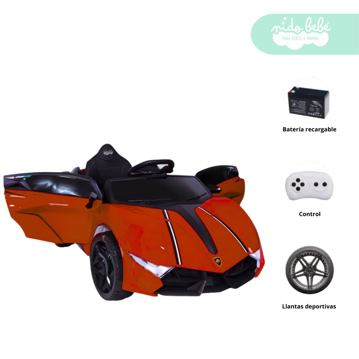 GENERICO - Carro a Batería Modelo Lamborghini R1 Rojo