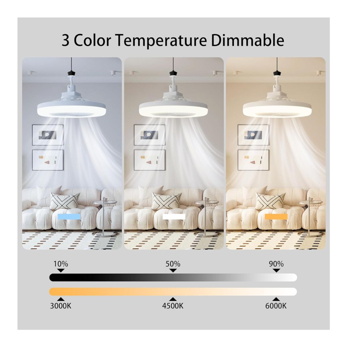 GENERICO - Foco ventilador de techo motor silencioso 3 velocidades