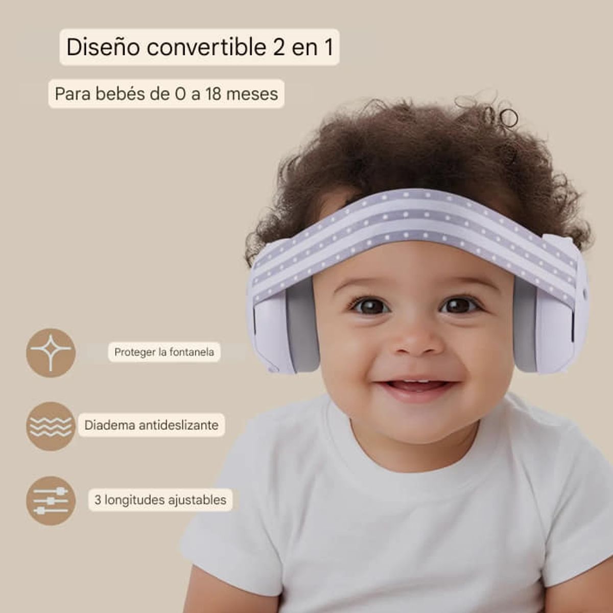 GENERICO - OREJERAS ANTIRUIDO 2 en 1 PARA BEBÉS - BLANCO