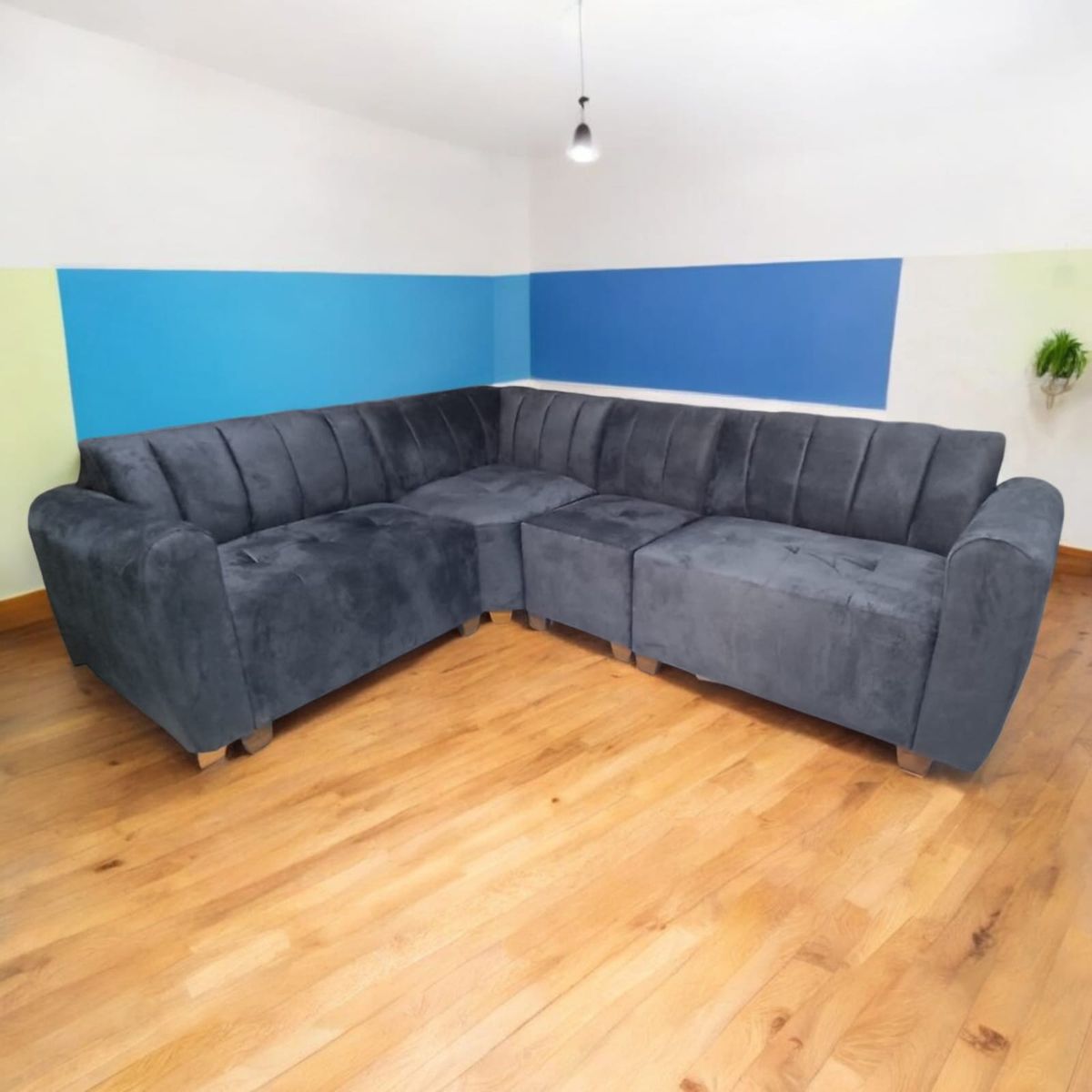 GENERICO - seccional impreria color plomo 4 cuerpos - 5 cojines de regalo