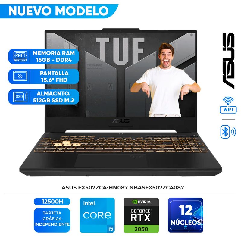 ASUS - Laptop ASUS TUF GAMING F15 -FX507ZC4-HN087- 156 FHD Value-IPS Core i5-12500H hasta 45GHz 16G DDR4