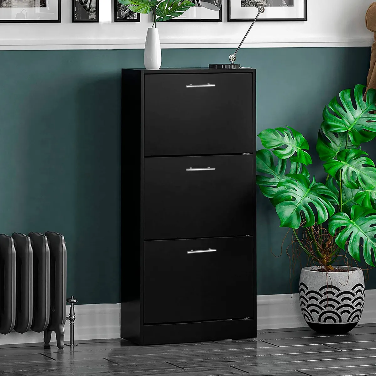 VILLA HOGAR - Zapatera cajonera small - Capacidad hasta 18 pares talla 37 - negro