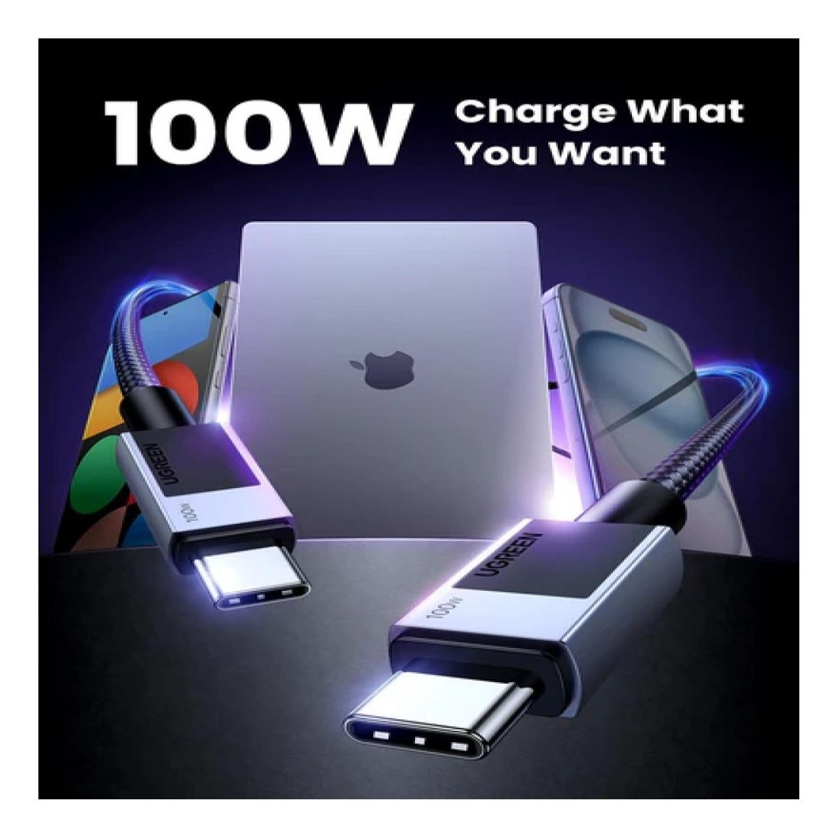 UGREEN - Ugreen Cable USB-C a USB-C Carga Rápida 100W 1M Trenzado L512 - 45063