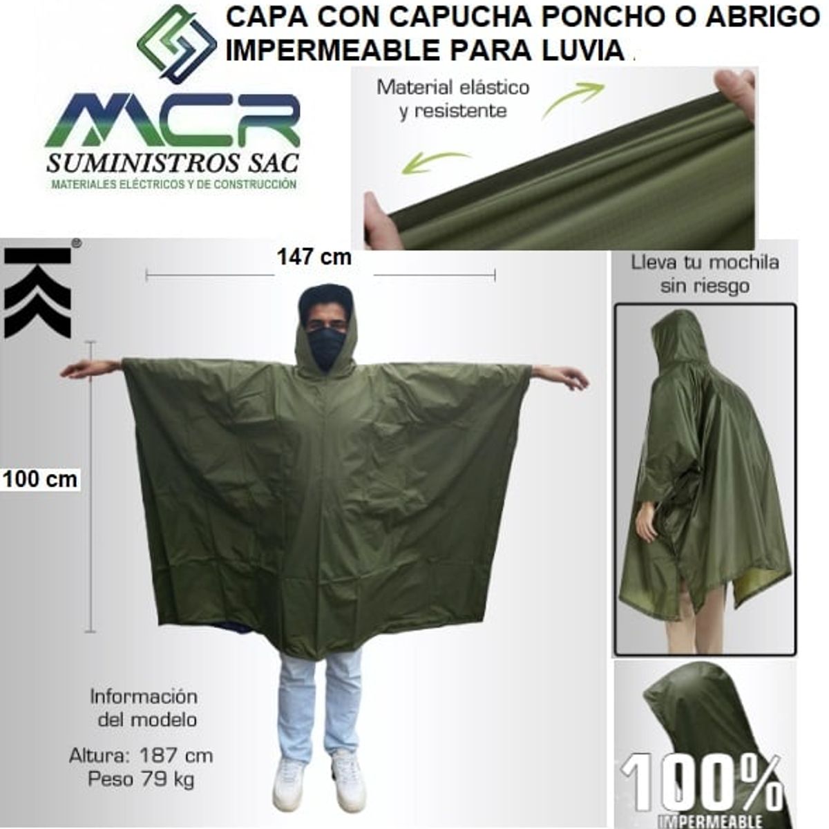 GENERICO - IMPERMEABLE PARA LUVIA GREEN