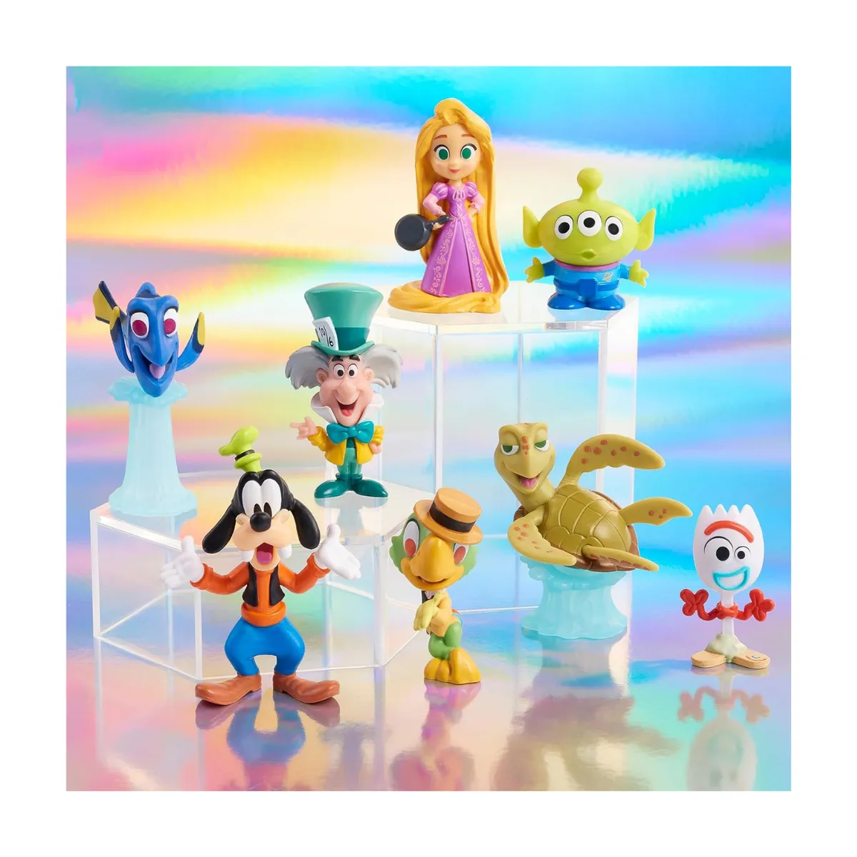 JUST PLAY - Figuras Disney 100 años Crush, Forky, Rapunzel, Goofy, Dory