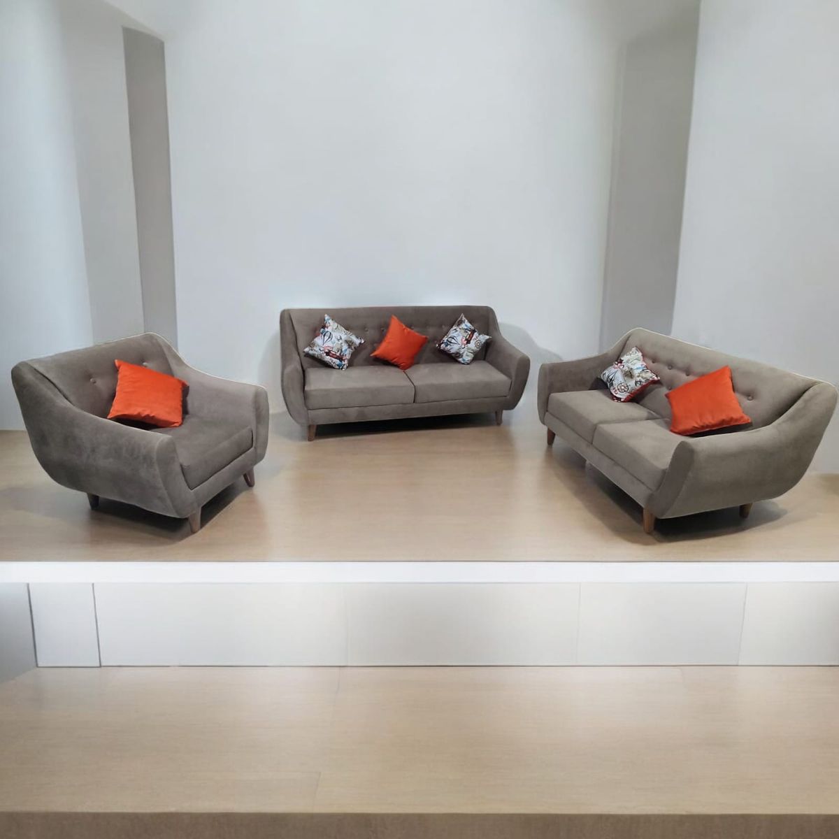 GENERICO - seccional vintage 3 2 1 beige oscuro + 6 cojines de regalo