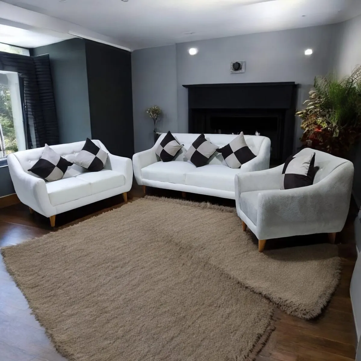 GENERICO - seccional vintage 3 2 1 champage + 6 cojines de regalo