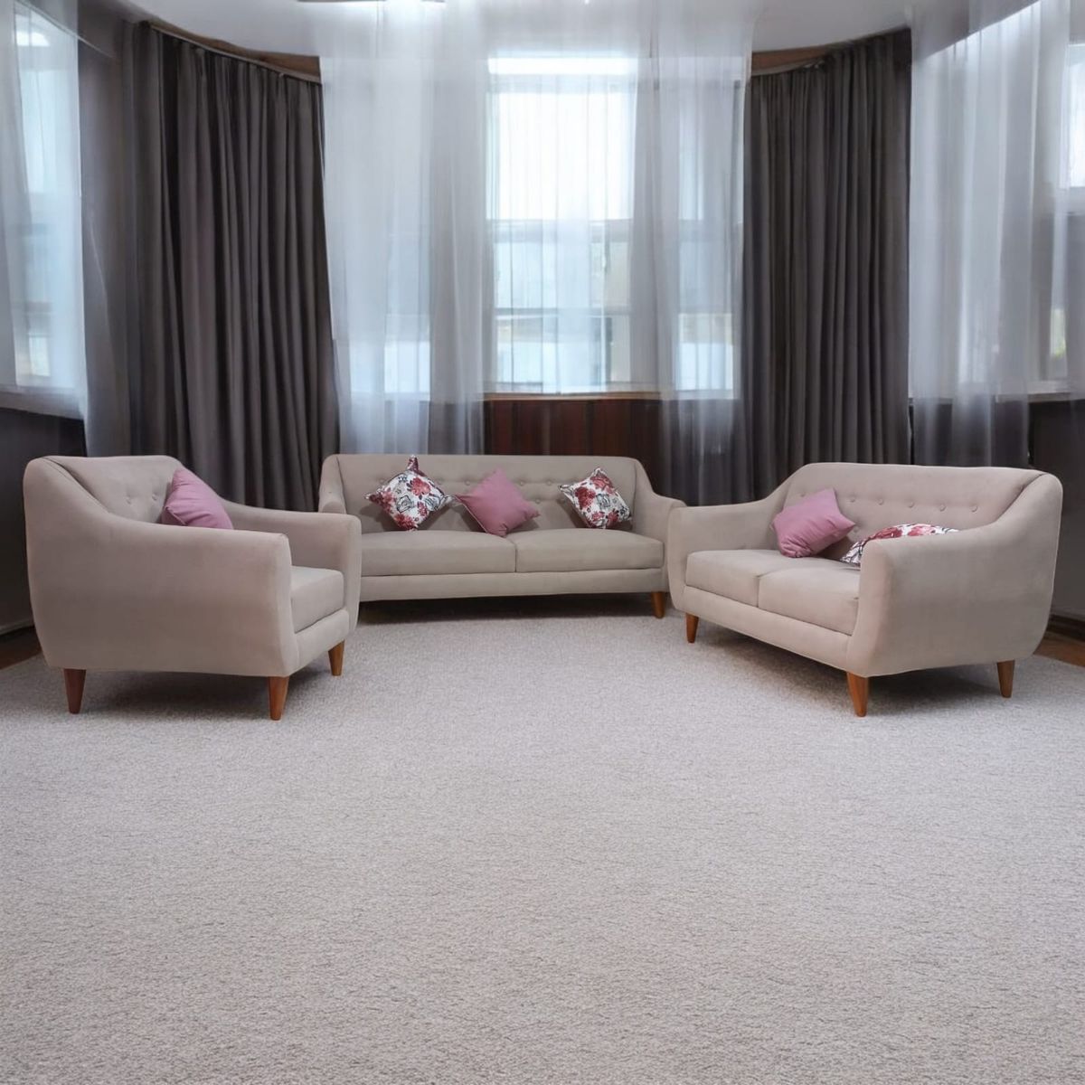 GENERICO - seccional vintage 3 2 1 beige + 6 cojines de regalo